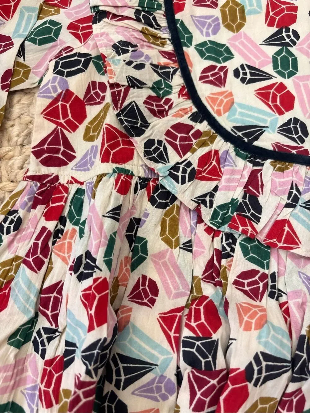 NWT Pink Chicken Girls Printed Ruffle Bib Dress | Whimsical Floral Long Sleeve,